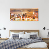 PixDezines NYC Skyline/Manhattan/Nachtlicht Leinwanddruck (Insitu (Schlafzimmer))