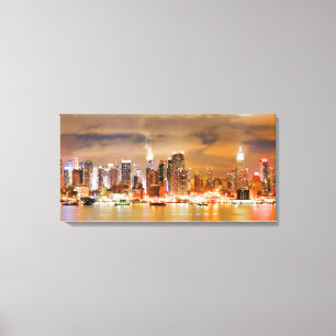 PixDezines NYC-Skyline/Manhattan/Nachtlichter Leinwanddruck