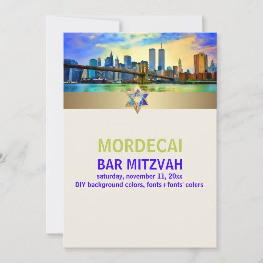 PixDezines NYC/Twin Towers/Bar Mitzvah Einladung (Vorderseite)