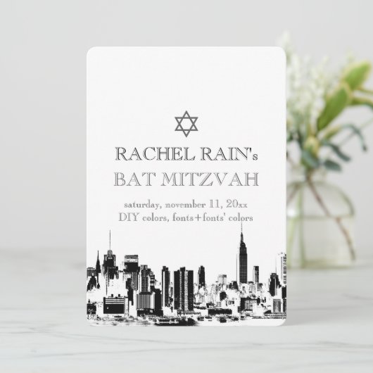 PixDezines NYC urban/bat mitzvah Einladung (Stehend Vorderseite)