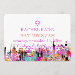 PixDezines NYC urbane Bar/Bat-Mitzvah Einladung