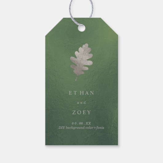 PixDezines Oak-Blätter/Silver/DIY-Hintergrund Geschenkanhänger (Vorderseite)