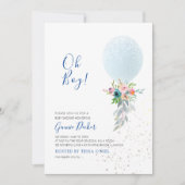 PixDezines Oh Boy Balloon Baby Shower Einladung (Vorderseite)