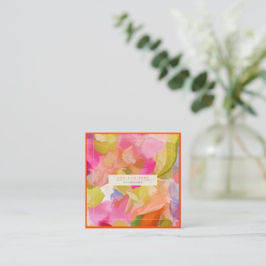 PixDezines O'kika Blume, Aquarellfarben, Orchideen Quadratische Visitenkarte (Stehend Vorderseite)