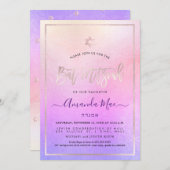 PixDezines Ombre Blush Pink+Violet Bat Mitzvah Einladung (Vorne/Hinten)