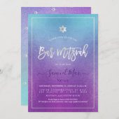 PixDezines Ombre Deep Blue Sea Bat Mitzvah Einladung (Vorne/Hinten)