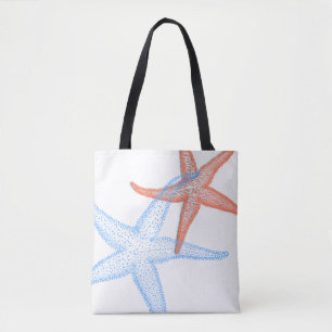 PixDezines orange/blauer Starfish-/DIY-Hintergrund Tasche
