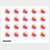 PixDezines Orange/Pink Hibiskus/Aloha/Mahalo Runder Aufkleber (Blatt)