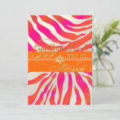PixDezines Orange Zebra, Bat Mitzvah Einladung (Stehend Vorderseite)