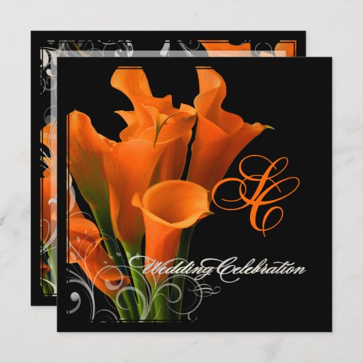 PixDezines Orangenlilie/DIY Hintergrundfarbe Einladung (Vorne/Hinten)