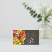 PixDezines-Orangenlilie/grüne Orchideen Visitenkarte (Stehend Vorderseite)