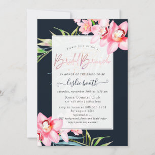 PixDezines Orchid Isle, Bridal Brunch Marine+Pink Einladung