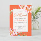 PixDezines Orchid Isle, Bridal Brunch Orange Einladung (Stehend Vorderseite)