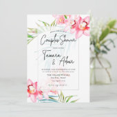 PixDezines Orchid Isle, Dusche für tropische Paare Einladung (Stehend Vorderseite)