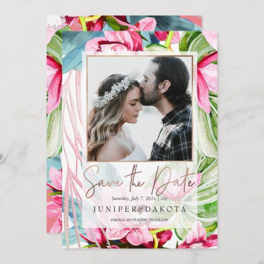 PixDezines Orchid Isle, Palmen, Tropischer Rett Einladung (Vorne/Hinten)