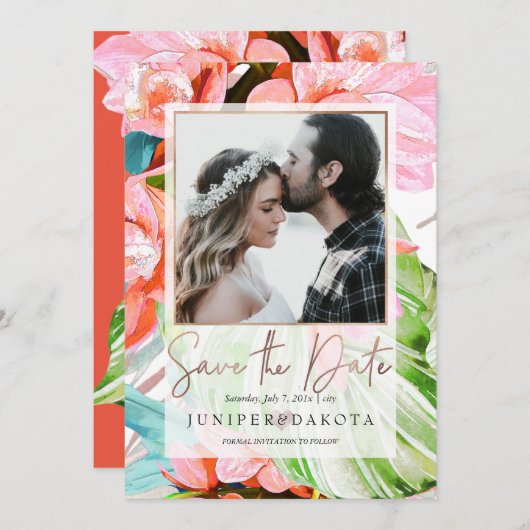 PixDezines Orchid Isle, Palms, Tropischer Rett Einladung (Vorne/Hinten)