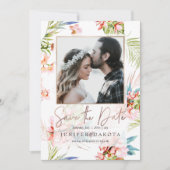 PixDezines Orchid Isle, Peach Orchid+Palms Einladung (Vorderseite)