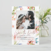 PixDezines Orchid Isle, Peach Orchid+Palms Einladung (Stehend Vorderseite)