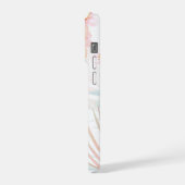 PixDezines Orchid Isle, Pfirsich-Orchideen Blaue P iPhone Hülle (Linke Seite)