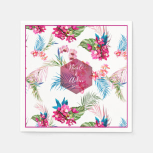 PixDezines Orchid Isle, Pink Orchid+Foliage Serviette