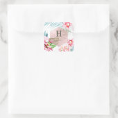 PixDezines Orchid Isle, Pink Orchid+Palms Quadratischer Aufkleber (Tasche)