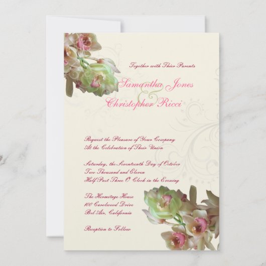 PixDezines Orchid + Ornamental Geblüht 12x18 Einladung (Rückseite)