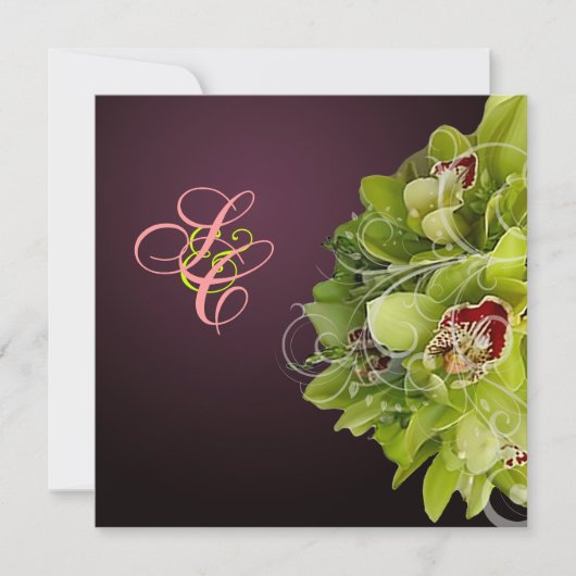 PixDezines Orchid + Ornamental Geblüht Einladung (Vorderseite)