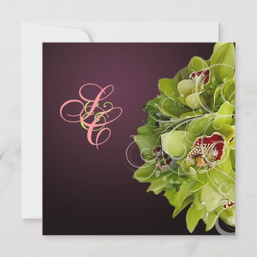 PixDezines Orchid + Ornamental Geblüht Einladung (Vorderseite)