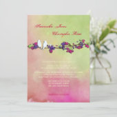 PixDezines Original Love Vögel auf Wasserfarbe Einladung (Stehend Vorderseite)