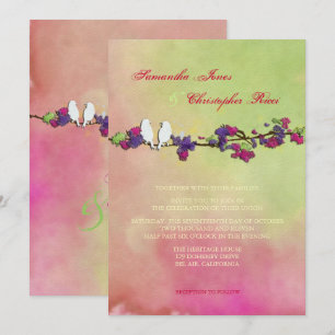 PixDezines Original Love Vögel auf Wasserfarbe Einladung