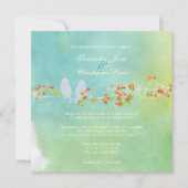 PixDezines Original Love Vögel auf Wasserfarbe Einladung (Vorderseite)