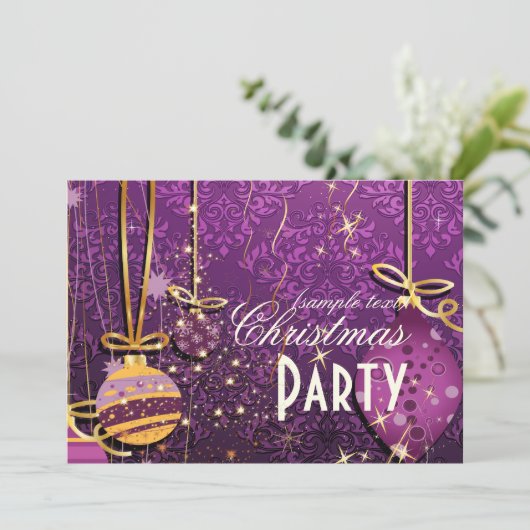 PixDezines-ORNAMENTS+SPARKLING-CHRISTMAS BAUM/DIY Einladung (Stehend Vorderseite)