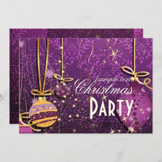 PixDezines-ORNAMENTS+SPARKLING-CHRISTMAS BAUM/DIY Einladung (Vorne/Hinten)