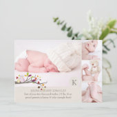 PixDezines-owl-Fotovorlage Geburtsankündigung Ankündigung (Stehend Vorderseite)