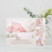 PixDezines-owl-Fotovorlage Geburtsankündigung Ankündigung (Stehend Vorderseite)