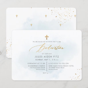 PixDezines Pale Blue Watercolor Dekodierung Einladung