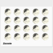 PixDezines palm frond Hochzeitsticker/schwarz+beig Runder Aufkleber (Blatt)