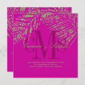 PixDezines Palm-Fronds/Digihintergrundfarbe+Schrif Einladung (Vorne/Hinten)