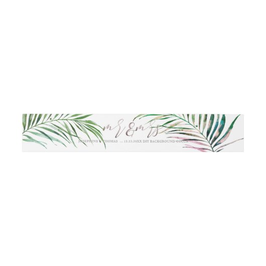 PixDezines Palm Fronds Herr+Frau Einladungsbanderole (Flach)