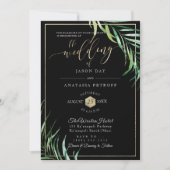 PixDezines Palm Fronds+Honeycomb Einladung (Vorderseite)