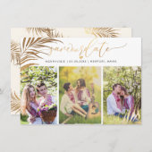PixDezines Palm Fronds Imitate Gold Moderne Schrif Save The Date (Vorne/Hinten)
