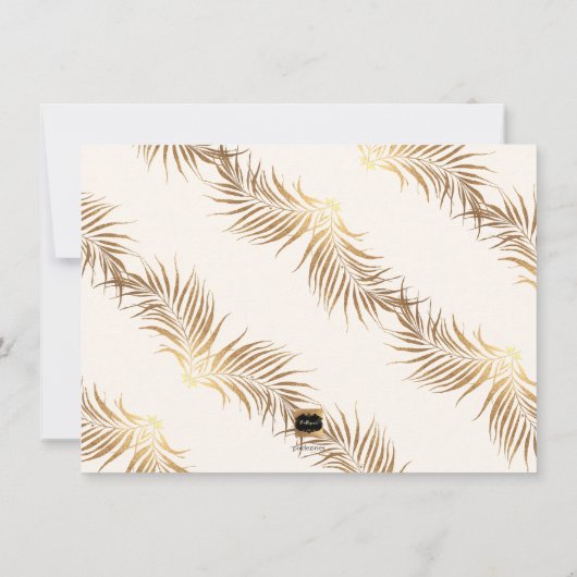 PixDezines Palm Fronds Imitate Gold Moderne Schrif Save The Date (Rückseite)