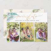 PixDezines Palm Fronds Imitate Gold Moderne Schrif Save The Date (Vorne/Hinten)