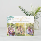 PixDezines Palm Fronds Imitate Gold Moderne Schrif Save The Date (Stehend Vorderseite)