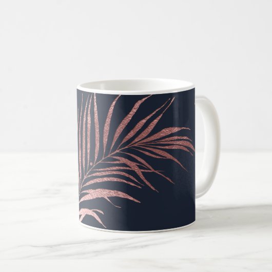 PIXDEZINES PALM FRONDS IMITATE ROSE GOLD KAFFEETASSE (VorderseiteRechts)