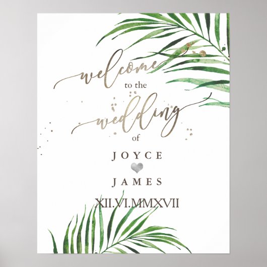 PixDezines PALM FRONDS WELCOME SIGN Poster (Vorne)