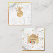 PixDezines PALM TREE, IMITATE GOLD+MARBLE Quadratische Visitenkarte (Vorne/Hinten)