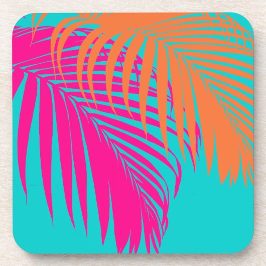 PixDezines Palmfronten/DIY Hintergrundfarbe Getränkeuntersetzer (Vorderseite)