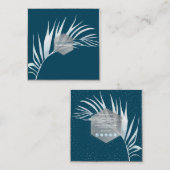 PixDezines PALMS, DUSTLICHES LICHT BLAU Quadratische Visitenkarte (Vorne/Hinten)