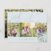 PixDezines Palms Rettete unser Datum/Platinum+Aqua Ankündigungspostkarte (Vorne/Hinten)